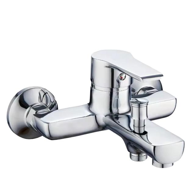 Hot Cold Wall-Mounted Bath Shower Faucet Mixer Contemporary Classic Style Oil Rubbed Brushed Surface Soft Jet Spray Zinc Ceramic