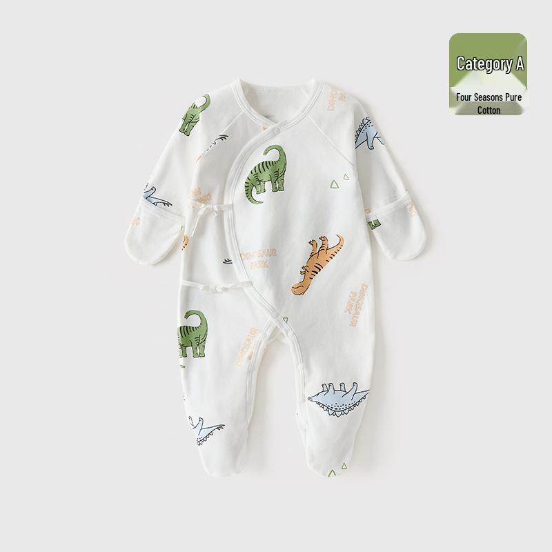 Baby Romper Pure Cotton A-Grade Crawling Suit with Hand & Foot Covers - Anti-Scratch Pajamas for Boys & Girls