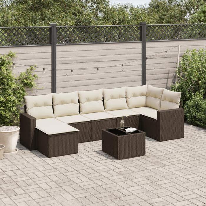 VidaXL Salon de Jardin avec Coussins 8 pcs, Canapés avec Pieds Réglables, Ensemble de Meubles d'Extérieur Patio Terrasse, 3219283