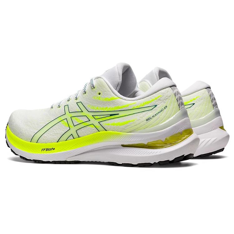 New Asics Gel Kayano 29 White Velvet Pine Safety Yellow Women's 1012B272-100