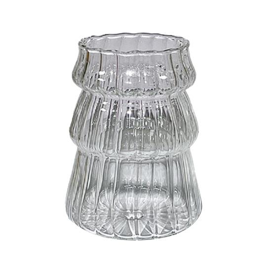 

Кружка стеклянная 500 мл дизайн «Рождественская елка» стекло боросиликатное высокое прозрачная для кофе, молока, чая, сока, термостойкая посуда для напитков B