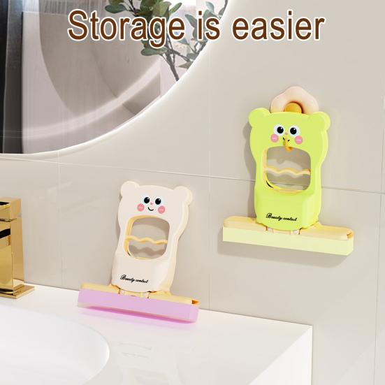 Mini Foldable Desktop Mop Cat Pattern Small Mop with Self-Wringing System Wet/Dry Cleaning Tool Tabletop Mop