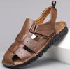 2025 Summer Men's Leather Sandals: Soft Sole, Non-Slip Beach & Driving Shoes