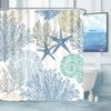 Coastal Marine Shower Curtain: Dolphin, Starfish, Seahorse, Seashell, Sea Turtle - Moisture-Proof, Mildew-Resistant, Waterproof, Beach Bathroom Décor