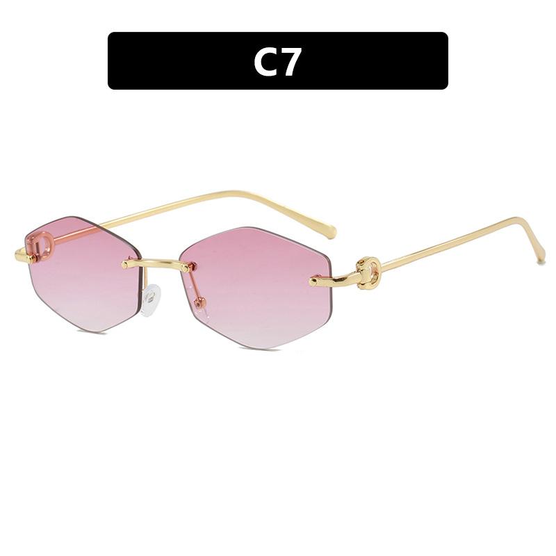 JYL Rimless Polygon Sunglasses UV400 Metal Ocean Lens Street Style / S092