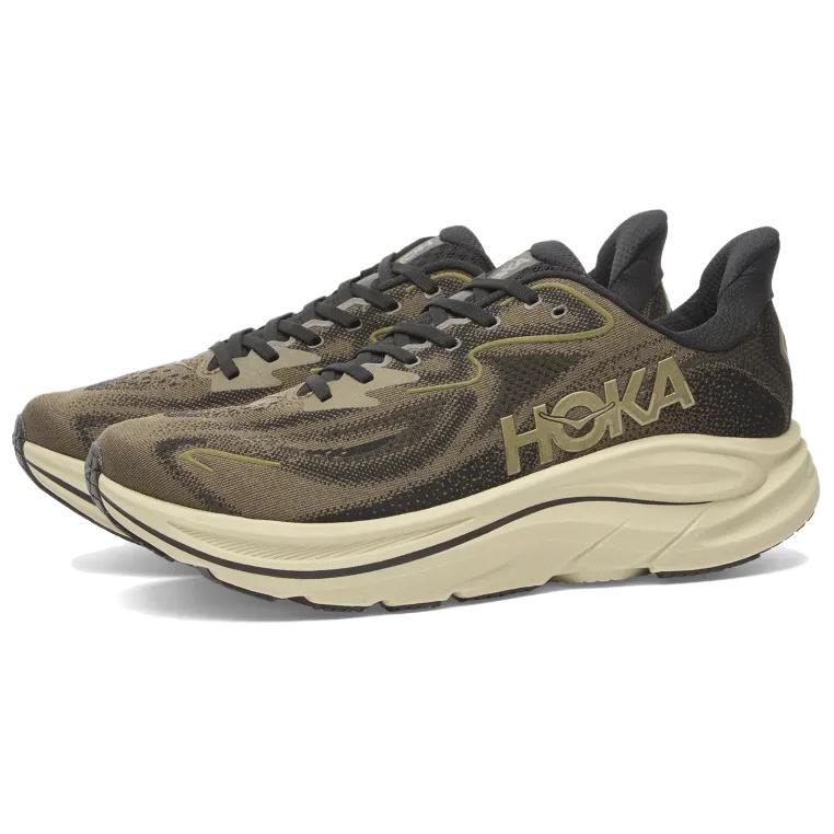 HOKA ONE ONE CLIFTON 10 Breathable Running Shoes Men's Brown 1162030-DRST