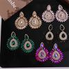 Fashion Luxury Droplet Earrings Crystal Elegant Rhinestone Ear Drop Vintage Shiny Sunflower Earrings for Lady