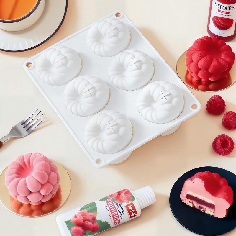 Stampo in Silicone a 6 Cavità Frutta per Torta Mousse ai Lamponi Dessert Unico Stampo da Forno per Celebrazione di Compleanno Cottura