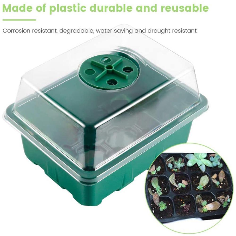 12Grids Seed Starter Tray Mini Greenhouse with Ventilation Hole Plant Germination Base Seeds Growing Cultivation Planting Box