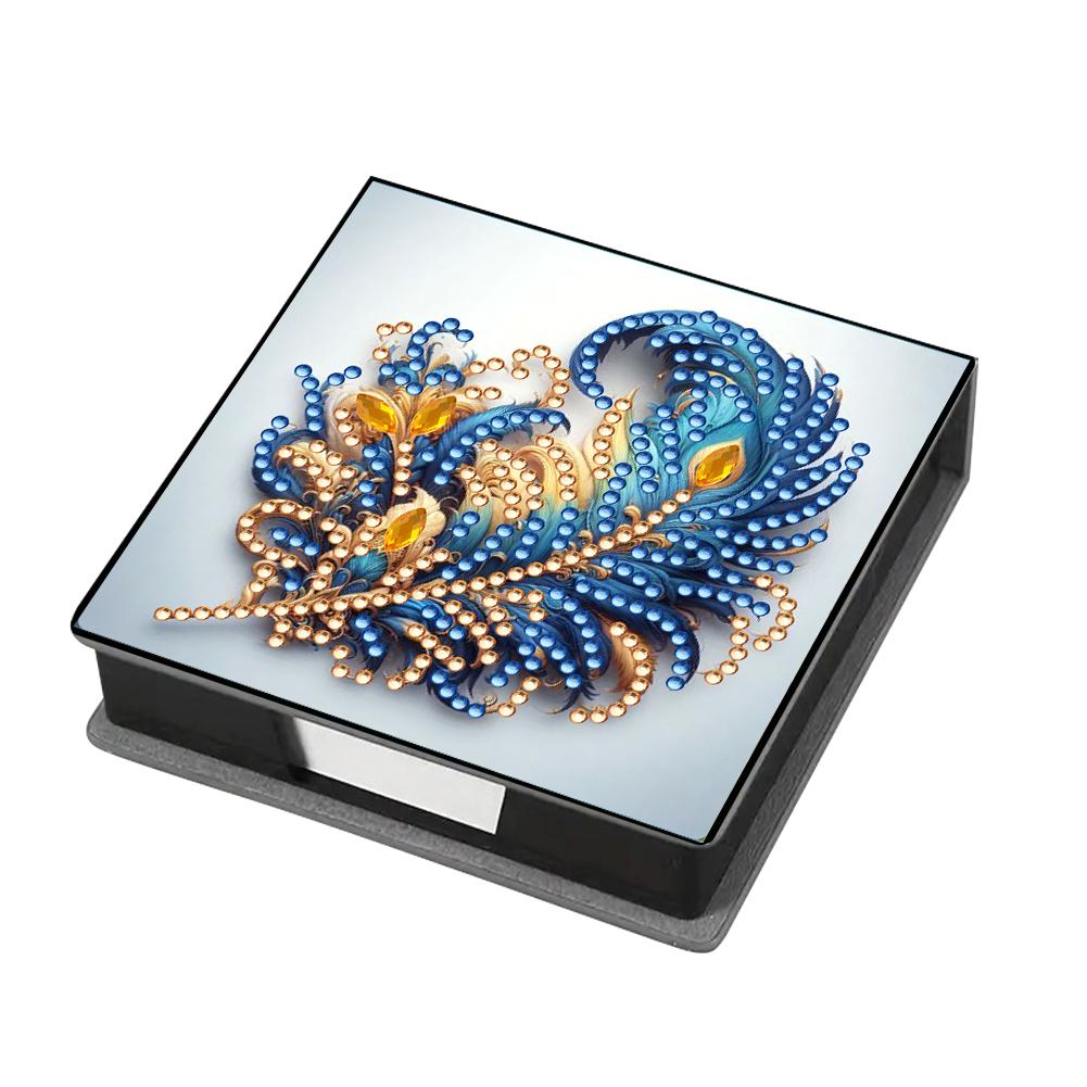 Girl Leather Gem Painting Memo Pad Holder Mosaic Kit Diamond Art Note Box with 160 Sheets of Paper for Adults Beginners