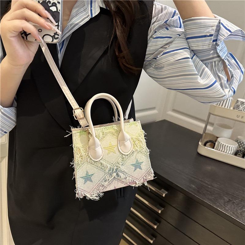 Karierte Damentasche neuer Modetrend Umhängetasche Denim-Textur Mode Messenger Bag