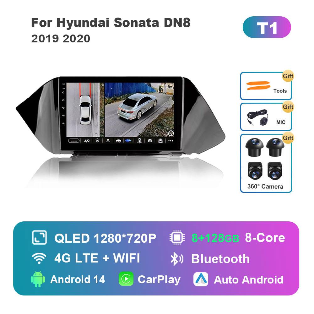 For Hyundai Sonata DN8 2019 2020 Car Radio Multimedia Player Android 14 GPS Navigation 4G Carplay DSP Stereo WiFi Auto Tools