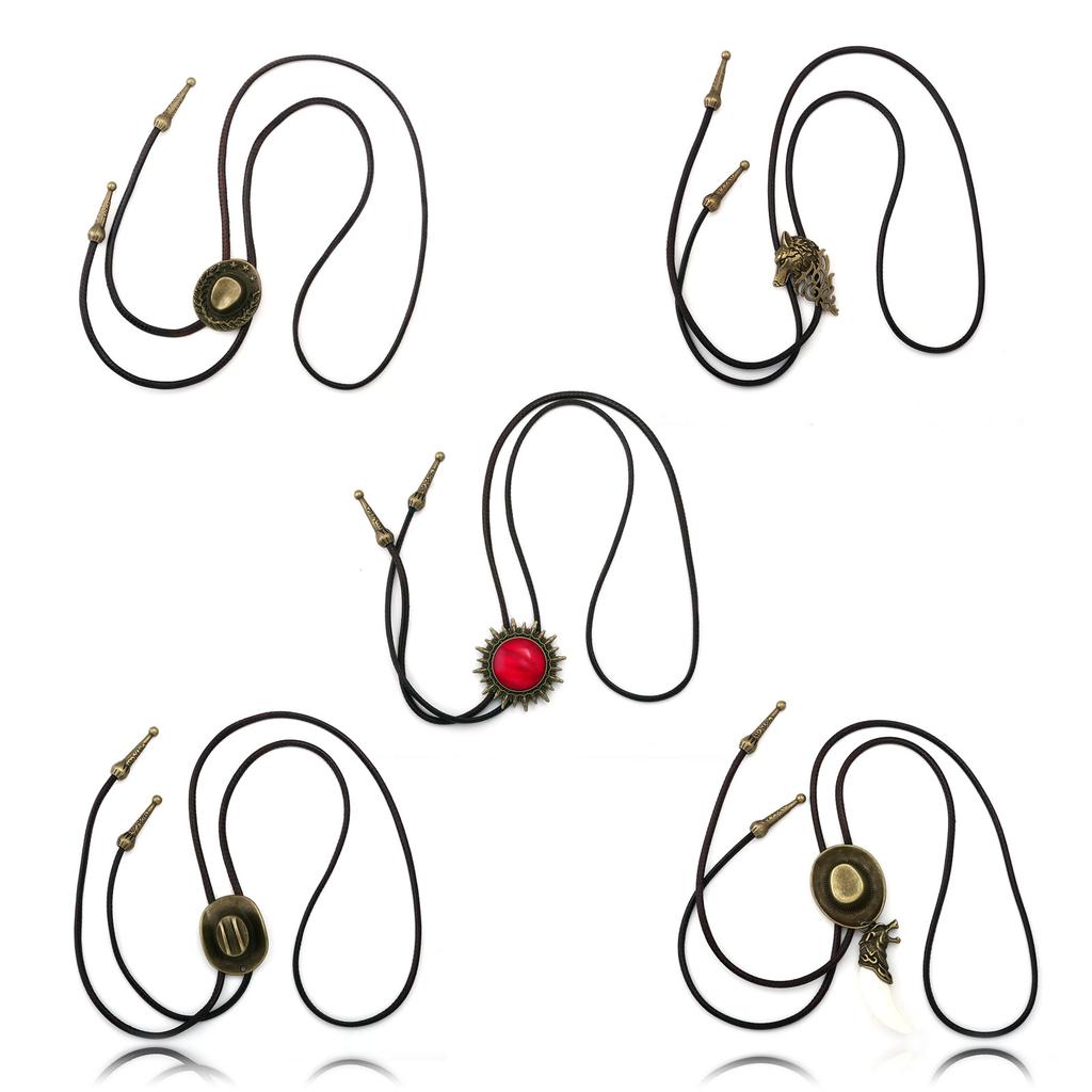 Classic Bolo Tie for Men Women Vintage Hat Pendant Viking Bolotie Necktie Western PU Leather Rope Tie Concert Shirt Tie Jewelry