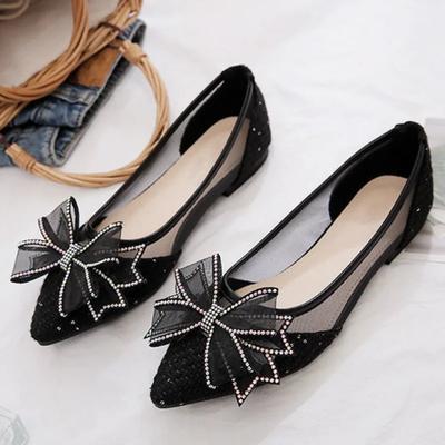Modische Schuhe für Damen Französischer Stil Off-White Mesh-Spleiß Luxusmarke Großhandel Neueste Niedriger Preis Slipper Schick Spitze 39 Damen Ballerinas