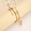 2 Pcs Set Exaggeration Personality Gold Color Spiral Multilayer Bracelet Ring for Women Party Commuting Charms Jewelry Sets Gift