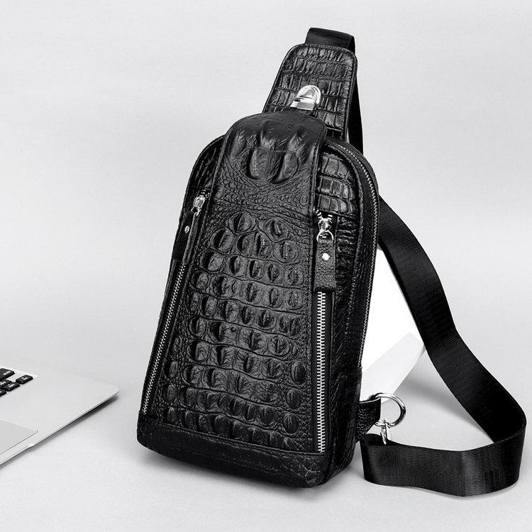 2023 Trendige Herren Echtleder Krokodilmuster Umhänge- Brusttasche