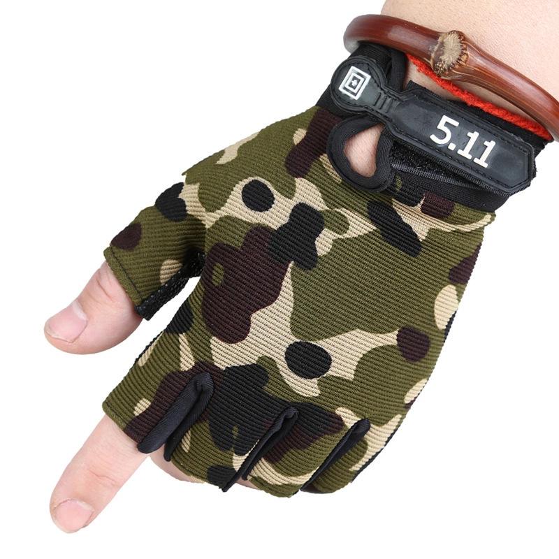 Spring Summer Autumn Fitness Mens Active Half Finger Gloves Womens Childrens 511 Outdoor Use Gloves Equipment Gloves Mens and Womens M камуфляжный