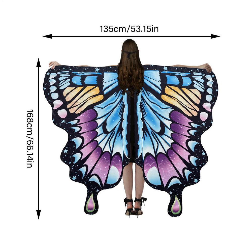 Butterfly Wings For Women Halloween Party Costume Adult Costume Cosplay Woman Butterfly Costume Cape Cloak Shawl Colorful