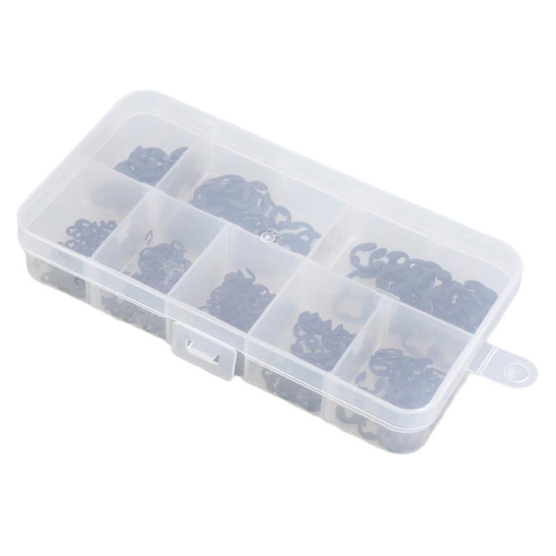 

225 шт. Черная марганцевая сталь E-образное стопорное кольцо для прочного крепления материалов, подходит для различных машиностроительных применений 1