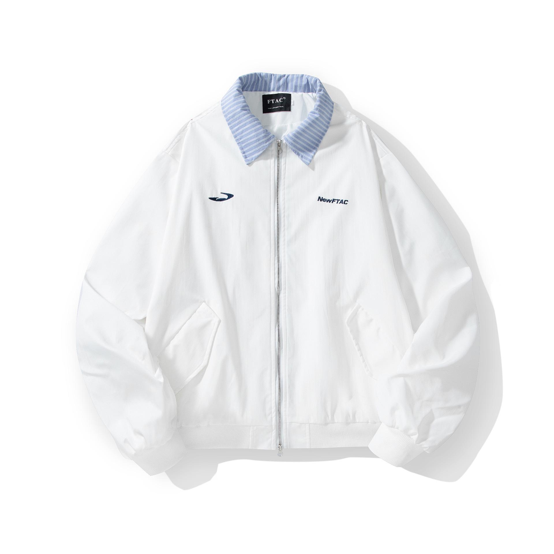 

Fake two-piece coat men s spring and autumn American retro embroidery college style trendy jacket jacket men s 2XL (recommended 150-82.5 kg) белый