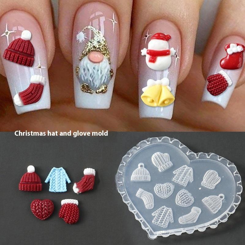 1Pc Christmas Hat Socks Sea Shell Starfish Flower Lily Tulip 3D Acrylic Nail Mold Nail Art Decorations Diy Silicone Nail Art