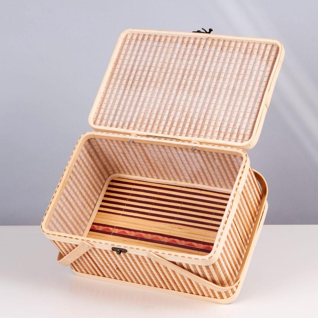 Bamboo Woven Handheld Basket for Mid-Autumn Mooncake and Nut Gifts