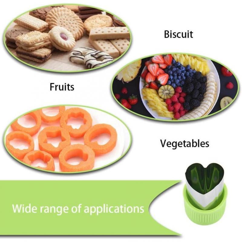 Vegetable Fruit Cutter Set Stainless Steel Mini Pie Cookie Cutters with Anti-Slip Handles for Kids Baking, 3 Colors