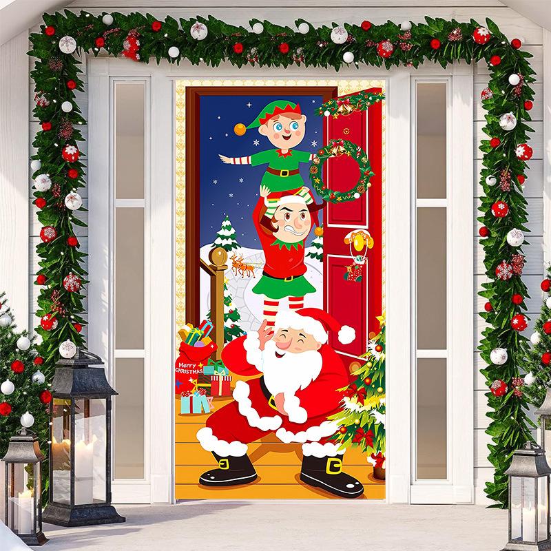 Christmas Door Tapestry: Hanging Cloth Decoration for Festivals & Parties