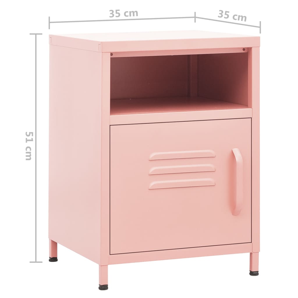 Pink Nightstand 35 x 35 x 51 cm Steel