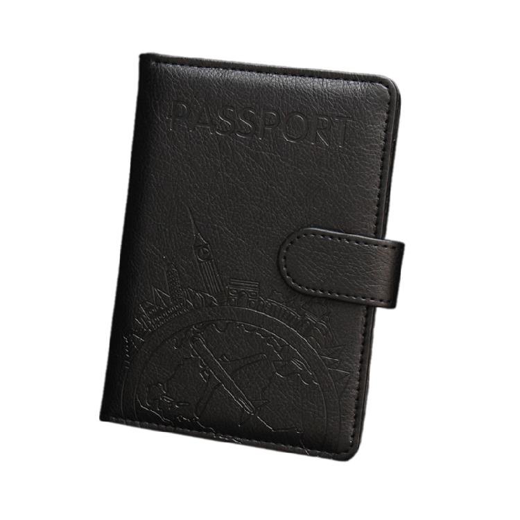 

Зручна обкладинка для паспорта з блокуванням, гаманець для подорожей з кишенею для монет та відділенням для карток чорний