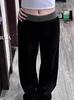 Plus Size Women's High Waist Patchwork Sports Pants - Loose Slimming Wide Leg Floor Length