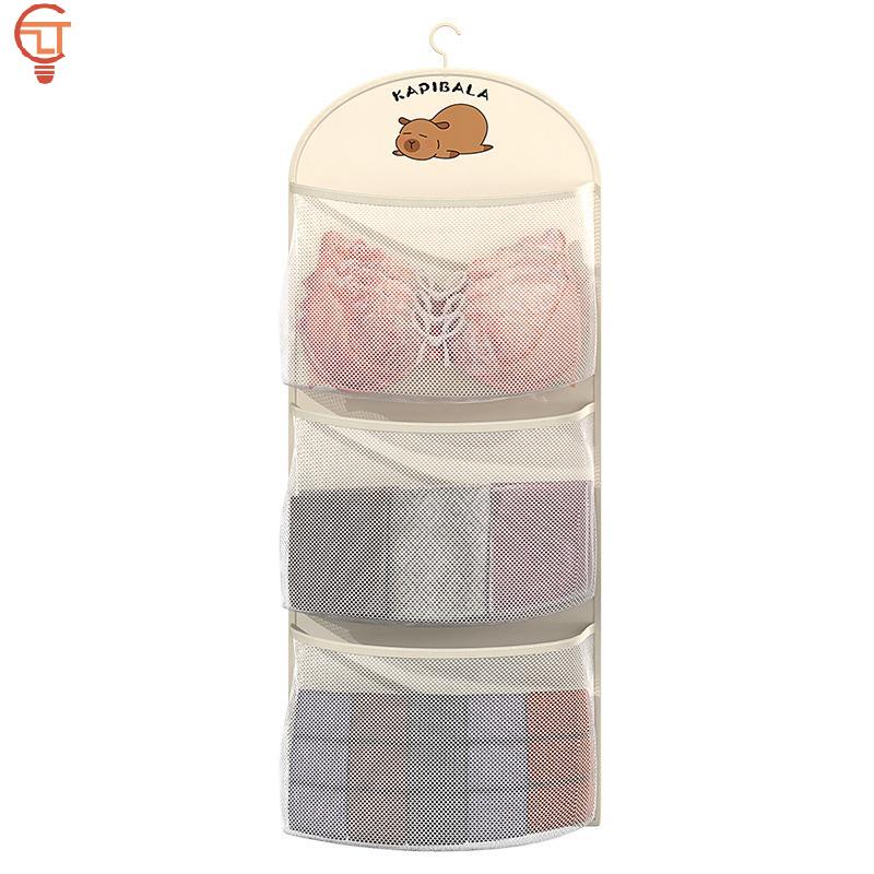 2/3Layer Large Capacity Storage Mesh Bag Underwear Socks Storage Bag Breathable Wardrobe Organizer With Clothes Hanger