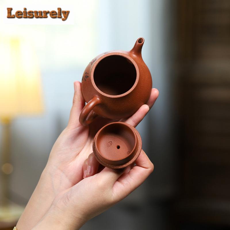 200ml Handmade Yixing Purple Clay Teapots Handmade Autumn Water Pot Raw Ore Downhill Mud Kettle With Filter Zisha Teaset Teaware