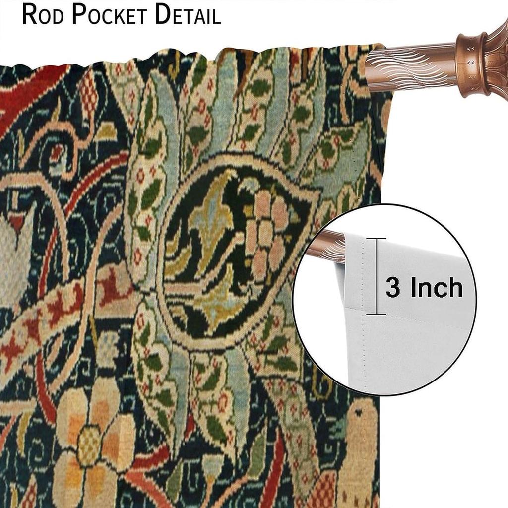 William Morris Vintage Blumenvorhänge Vögel Botanische Blume Zimmerfenster Dekorationen für Schlafzimmer Wohnzimmer 42x45 Zoll Dekor