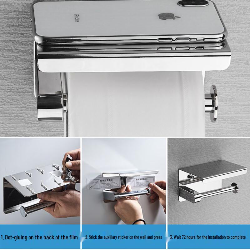 Shixun 304 Stainless Steel Bathroom Shelf with Double Paper Holder