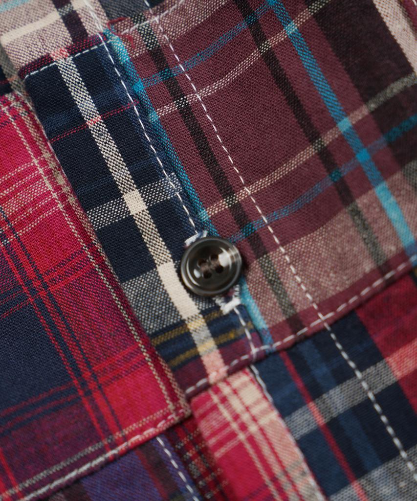 FRIZMWORKS Madras Patchwork Relaxed Shirt _ Wine