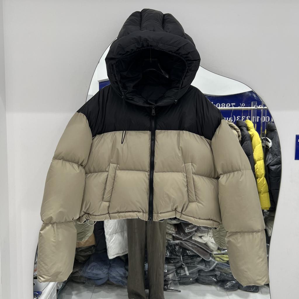 Color matching short down jacket women's new fashion loose small bread jacket white duck down jacket tide