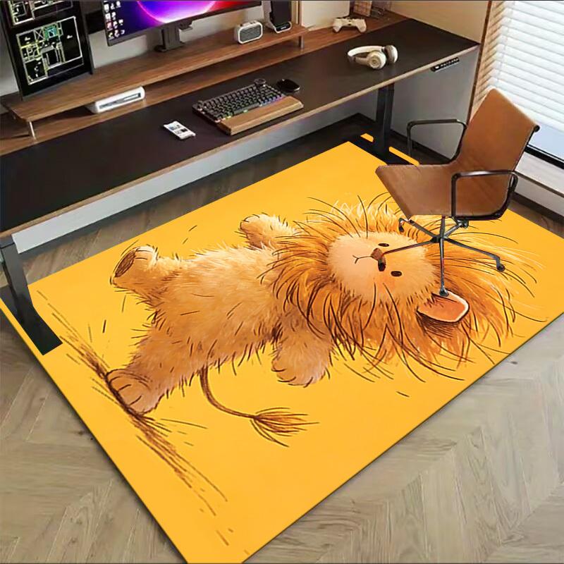 Lion Cub Pattern Area Rug, Office Carpet Indoor Outdoor Entrance Doormat, Non-Slip Soft And Comfortable, Living Room, c122015