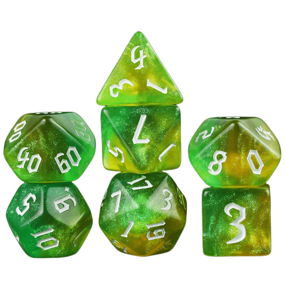 7pcs Game Dice Set Glitter Colored Polyhedral Dice D4-D20 with Tube for Table Game, Gaming Gift