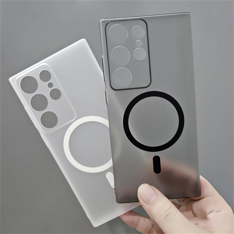 Luxury Slim Matte For Magsafe Magnetic Case for Samsung Galaxy S24 S23 Ultra S22 Plus Wireless Charging Hard PC Translucent Phone Cover
