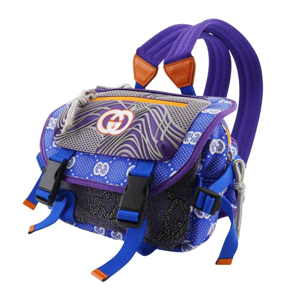 GUCCI GG small bag Backpack Daypack 752100 2WAY waist bag Blue / purple Nylon unisex Used
