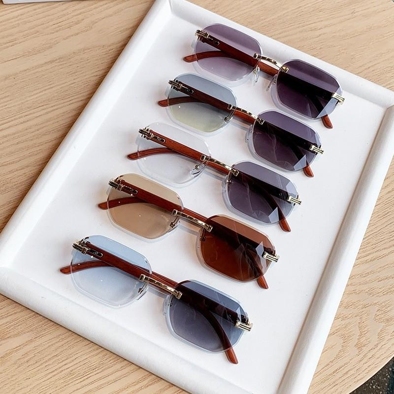 Uv400 Photochromic Sunglasses For Men With Frameless Geometric Design Suitable For Driving And Travel