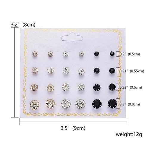 Rinhoo 12pairs Crystal Simulated Pearl Earrings Sets For Women Colorful Round Ear Stud Earrings Wedding Jewelry Box Earrings