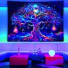 VIKAMA Glow Tree of Life Tapestry Neon Psychedelic Wall Hanging for Bedroom Dorm Meditation Decor