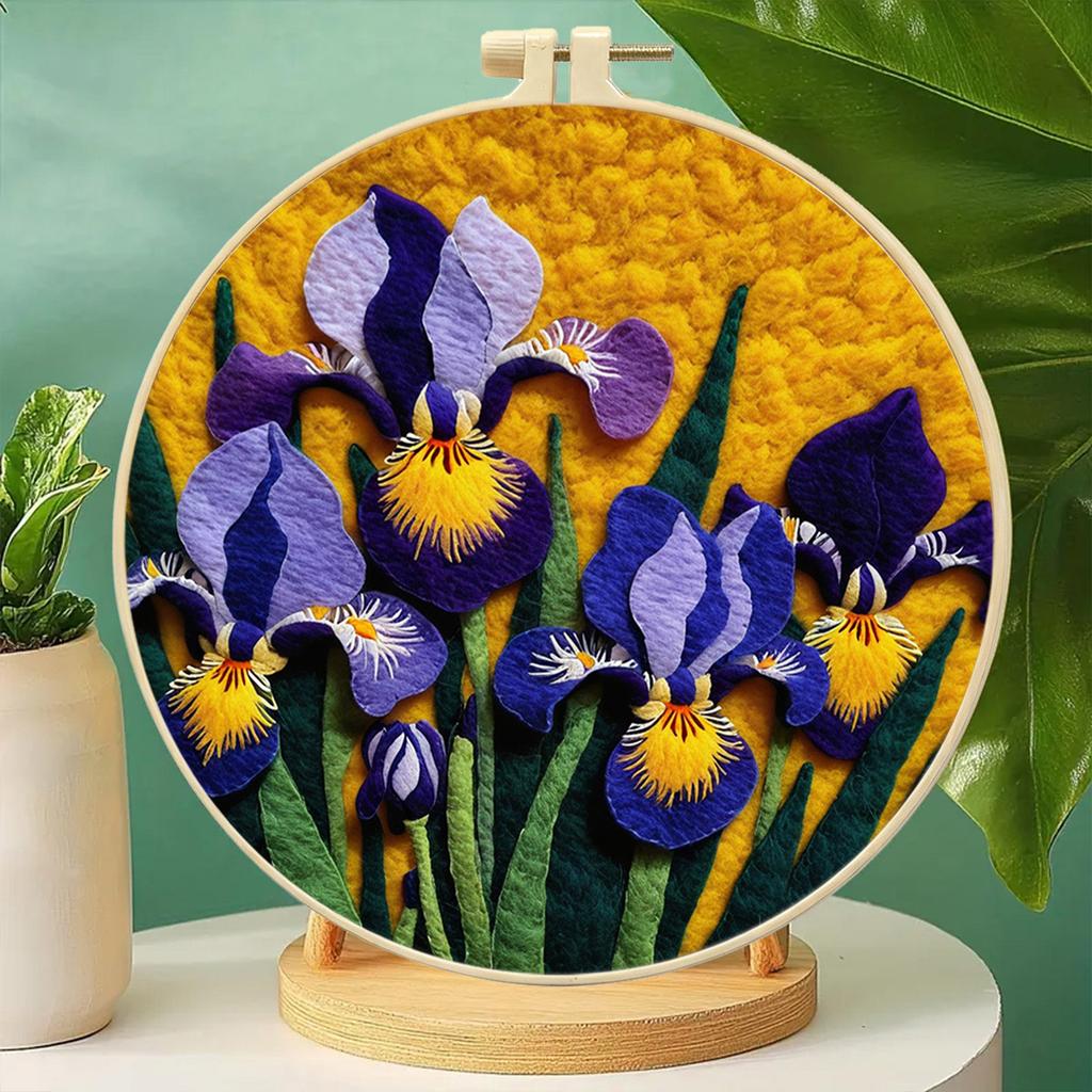 Nadelfilz Wolle DIY Kunst-Set 20cm Stickrahmen Florale Landschaft Handwerk Anfänger-Set