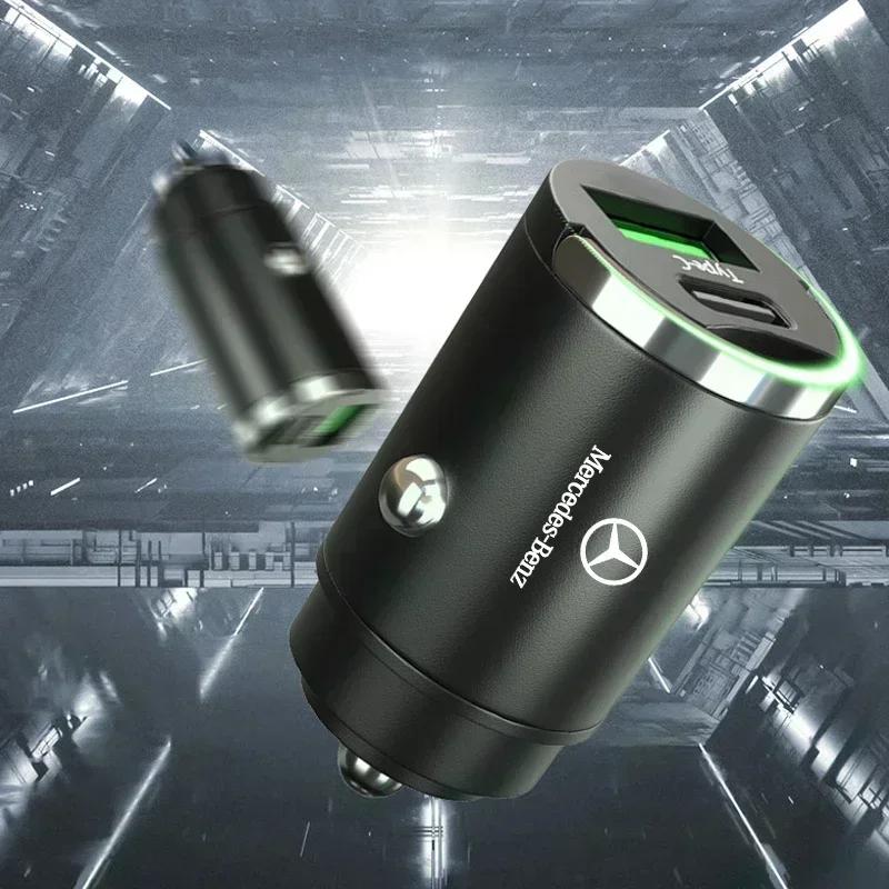 TEP3   Car Charger USB Type C PD Phone Cigarette Lighter Adapter Fast Charging For Mercedes Benz AMG A C E V Class W201 W210 W108 W204
