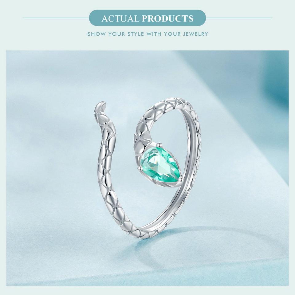 BAMOER 925 Sterling Silver Coiled Snake Ring Unique Design Ring With Formal Attire For Women Fine Jewelry Party