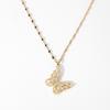 Damen Vintage Luxus Zirkon Schmetterling Anhänger Halskette Edelstahl Kette Schmetterling Schmuck Zubehör Geschenke