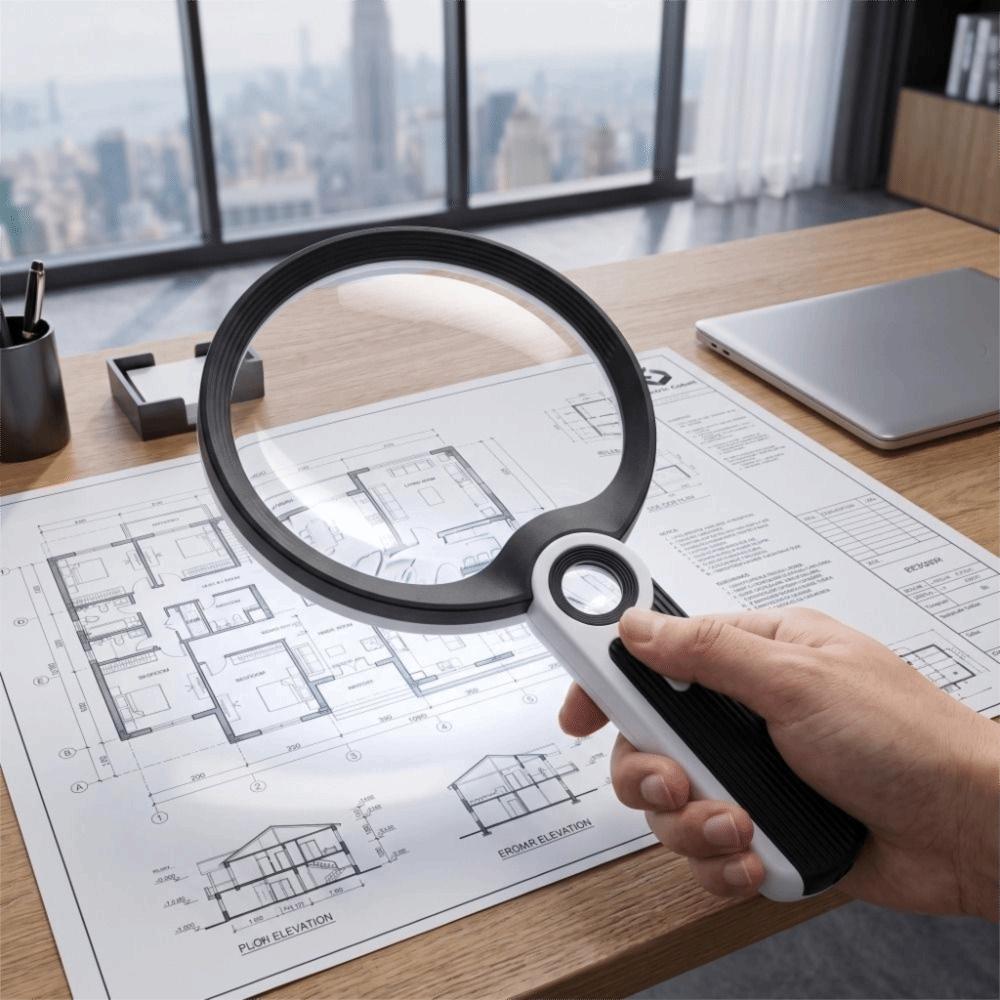 5X 10X 20X Handheld Magnifying Glass Low Vision Aids White Light Reading Magnifying Loupe 9 LED Light Large Lens