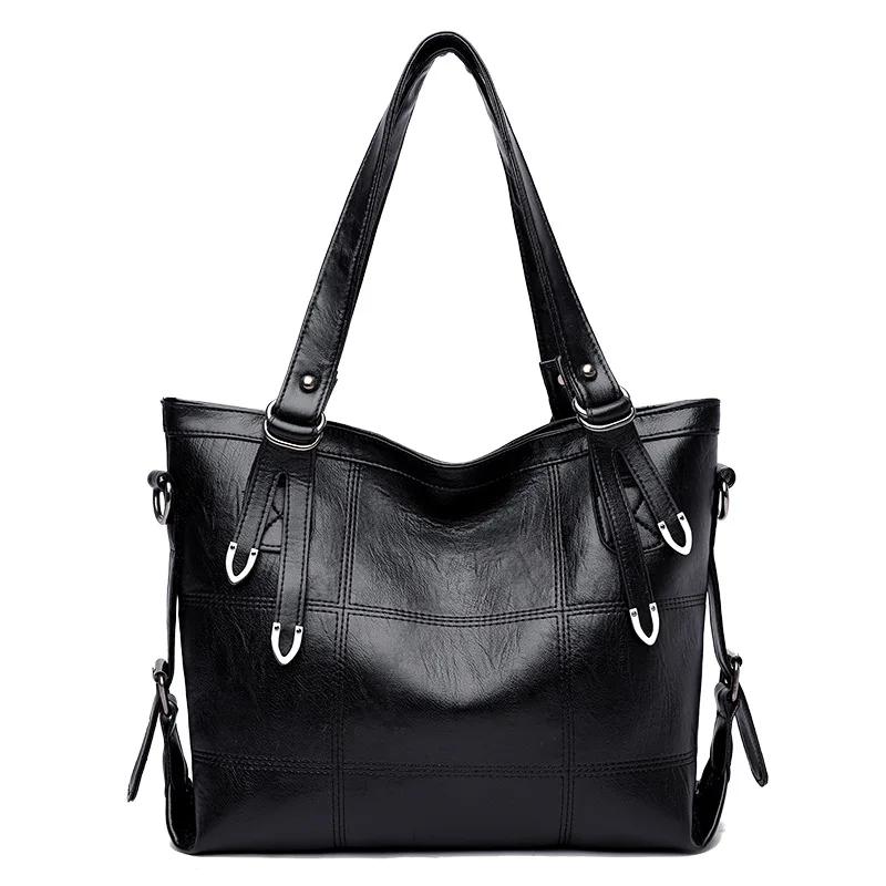 Vintage Large Capacity Tote Bag Soft Leather Texture Women's Casual Tote Handbag For Commute